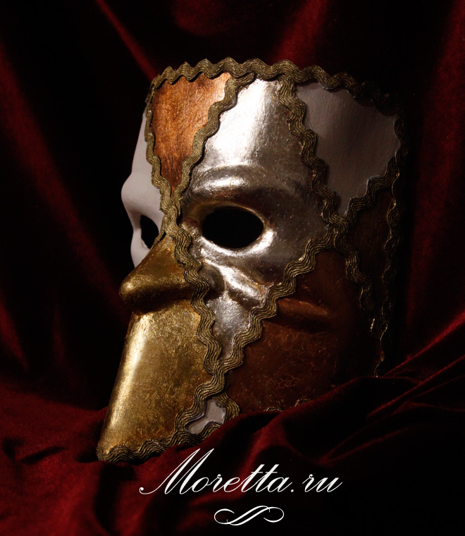 Венецианская маска Баута (медно-золотая)2